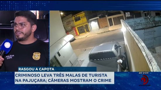 Rasgou a Capota: Criminoso leva três malas de turista na Pajuçara; câmeras mostram o crime