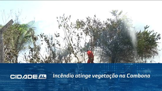 Incêndio atinge vegetação na Cambona; ventos fortes, tempo seco e lixo deixaram chamas mais fortes