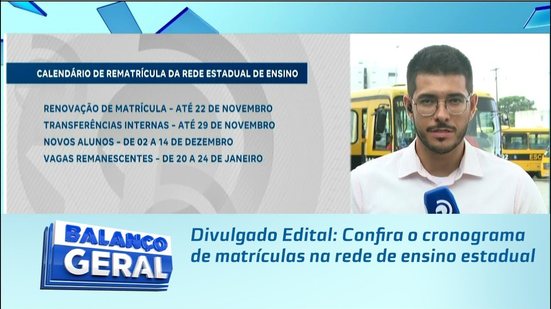 Divulgado Edital: Confira o cronograma de matrículas na rede de ensino estadual