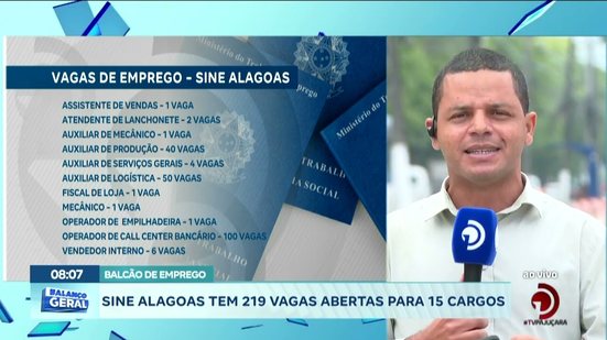 Sine Alagoas tem 219 vagas abertas para 15 cargos