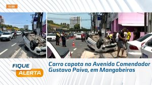 Carro capota na Avenida Comendador Gustavo Paiva, em Mangabeiras