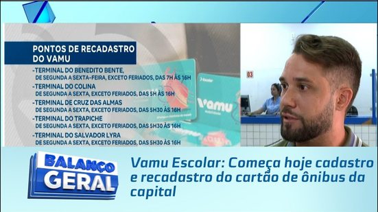 Vamu Escolar: Começa hoje cadastro e recadastro do cartão de ônibus da capital