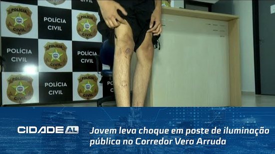 Jovem leva choque em poste de iluminação pública no Corredor Vera Arruda