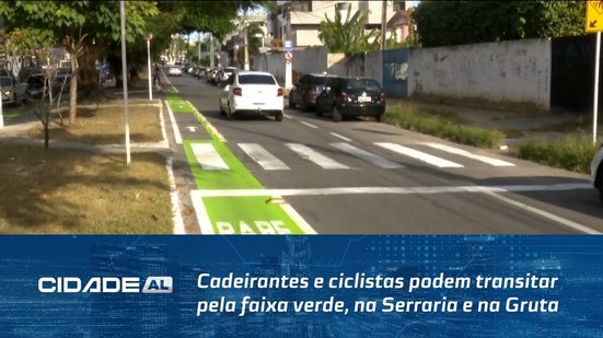 Cadeirantes e ciclistas podem transitar pela faixa verde, na Serraria e na Gruta