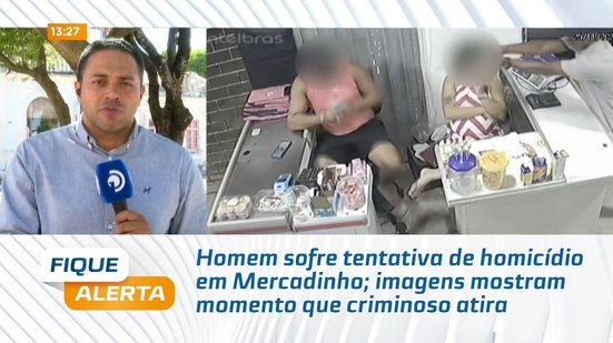 Homem sofre tentativa de homicídio em Mercadinho; imagens mostram momento que criminoso atira