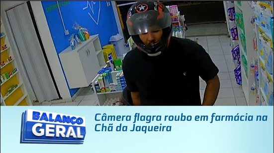 Câmera flagra roubo em farmácia na Chã da Jaqueira