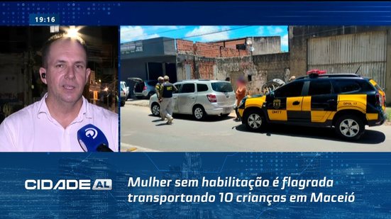 Mulher sem habilitação é flagrada transportando 10 crianças em Maceió