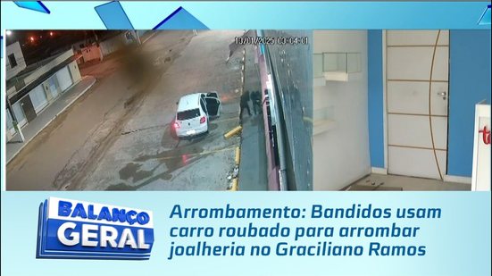 Arrombamento: Bandidos usam carro roubado para arrombar joalheria no Graciliano Ramos