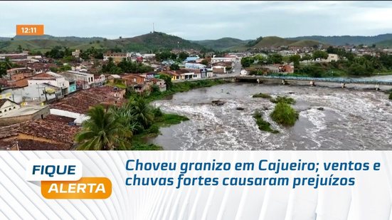 Choveu granizo em Cajueiro; ventos e chuvas fortes causaram prejuízos