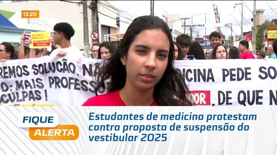 Estudantes de medicina protestam contra proposta de suspensão do vestibular 2025