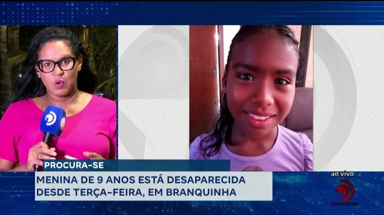 Procura-se: Menina de 9 anos está desaparecida desde terça-feira, em Branquinha