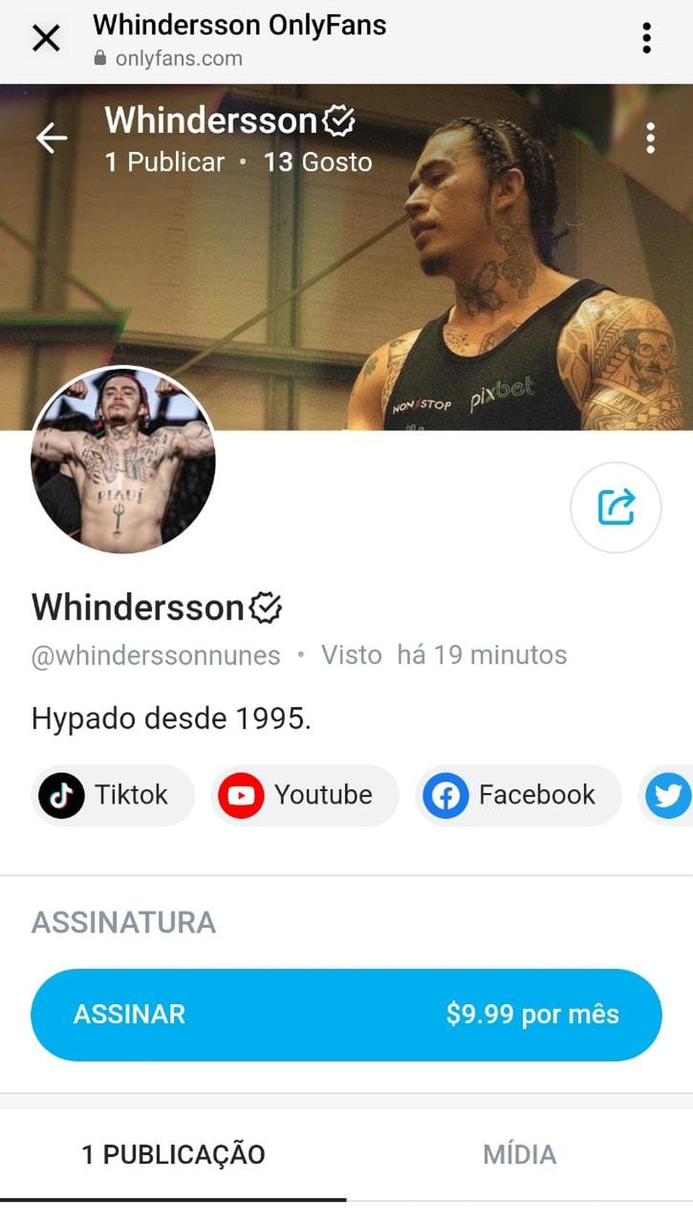 Whindersson no Only Fans &amp;mdash; Foto: Reprodu&amp;ccedil;&amp;atilde;o do Only Fans