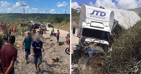 Caminhão tombou na AL-420 em São Miguel dos Campos