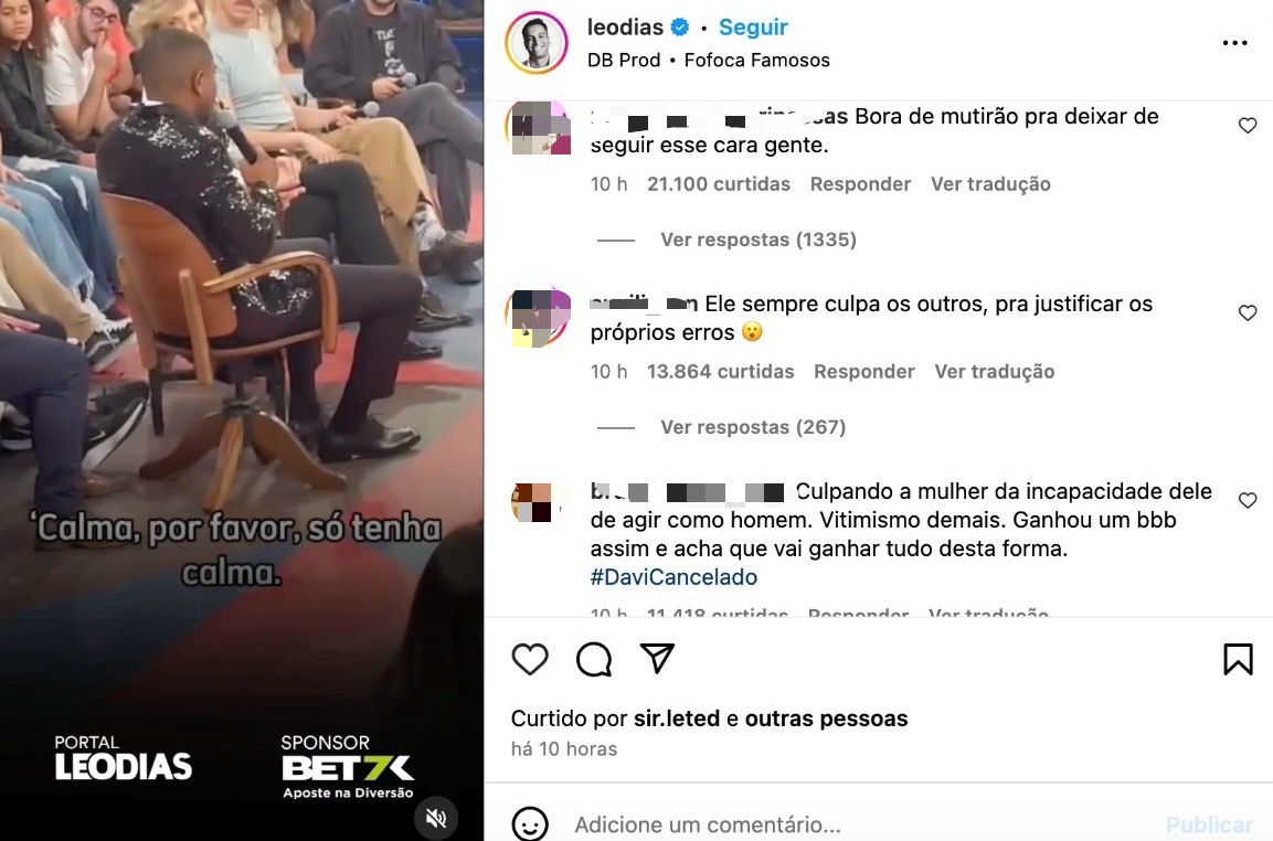 Davi fala sobre Mani Reggo em v&amp;iacute;deo vazado de grava&amp;ccedil;&amp;atilde;o no 'Altas Horas'