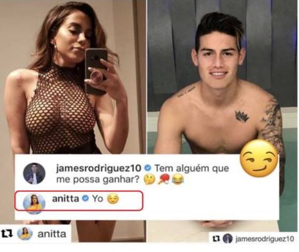 Anitta e James Rodr&amp;iacute;guez: flerte pelas redes &amp;mdash; Foto: reprodu&amp;ccedil;&amp;atilde;o