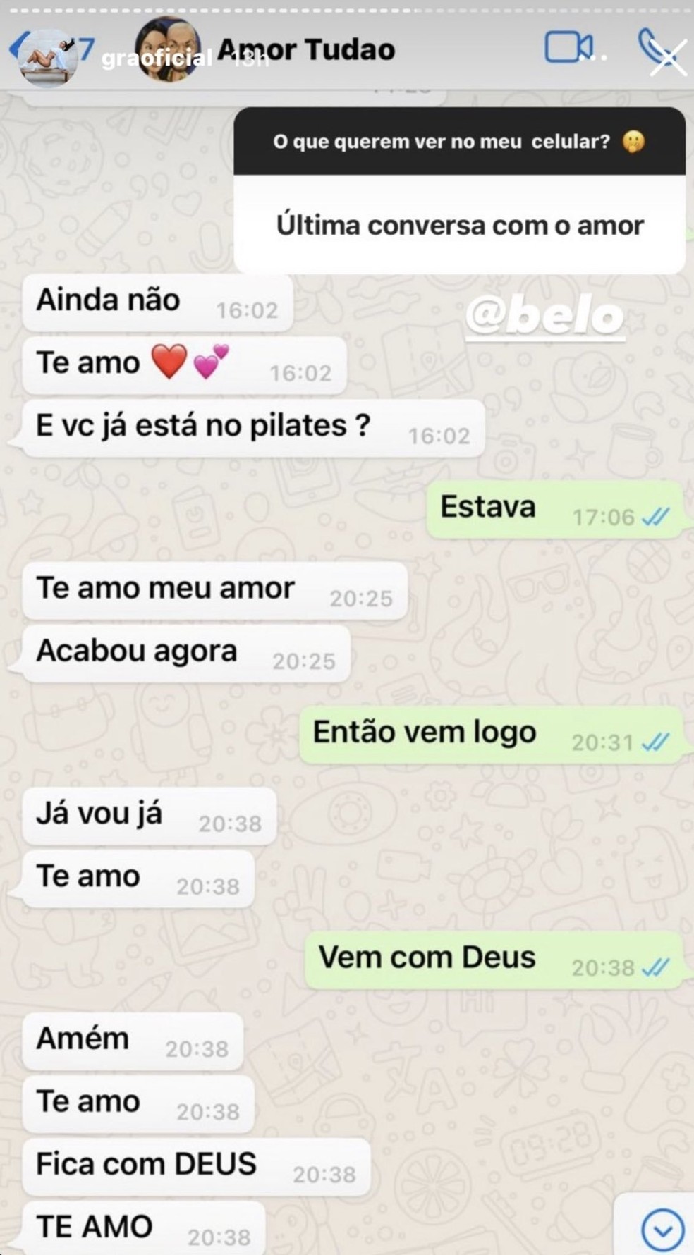 F&amp;atilde;s relembram falta de carinho de Gracyanne com Belo em mensagem &amp;mdash; Foto: Reprodu&amp;ccedil;&amp;atilde;o