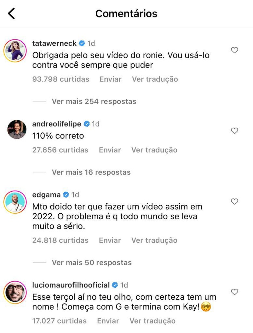 Famosos comentam v&amp;iacute;deo em que F&amp;aacute;bio Porchat rebate cr&amp;iacute;ticas contra Gkay &amp;mdash; Foto: Reprodu&amp;ccedil;&amp;atilde;o/Instagram/F&amp;aacute;bio Porchat