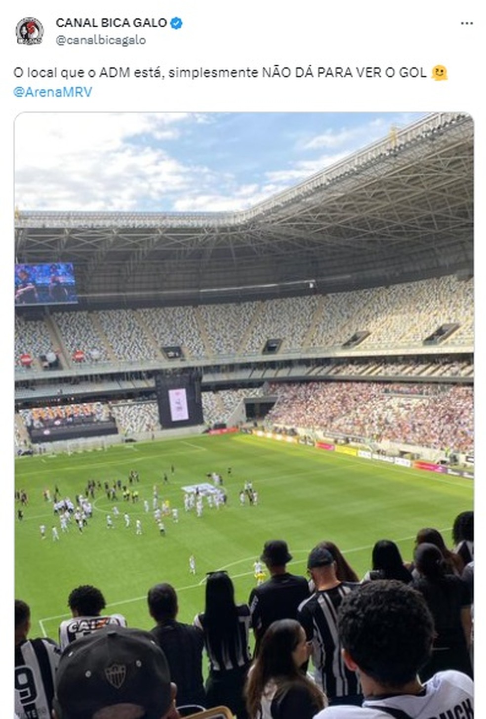 Torcedores reclamam de visibilidade na Arena MRV &amp;mdash; Foto: Reprodu&amp;ccedil;&amp;atilde;o